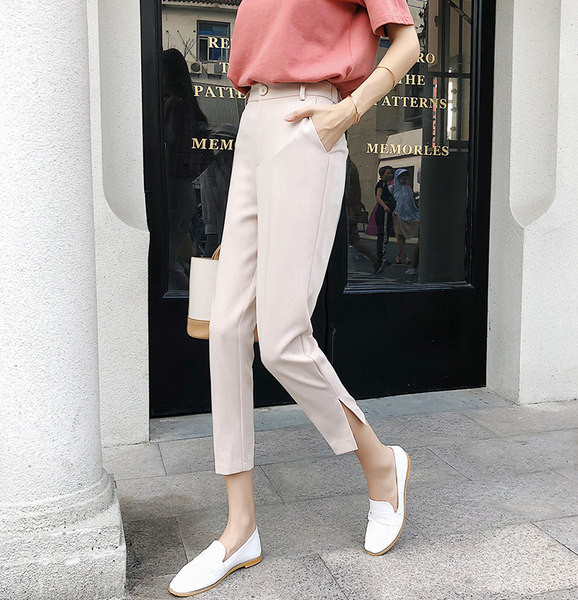 Naiste elegantsed lõhikuga püksid