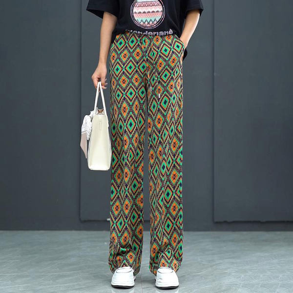 Ежедневен дамски цветен панталон с връзки