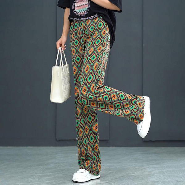 Ежедневен дамски цветен панталон с връзки