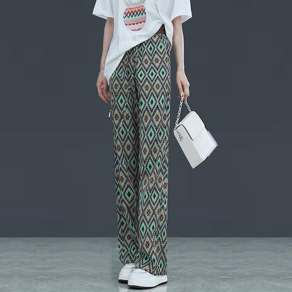 Ежедневен дамски цветен панталон с връзки