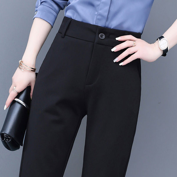 Дамски панталон с висока талия- изчистен прав модел