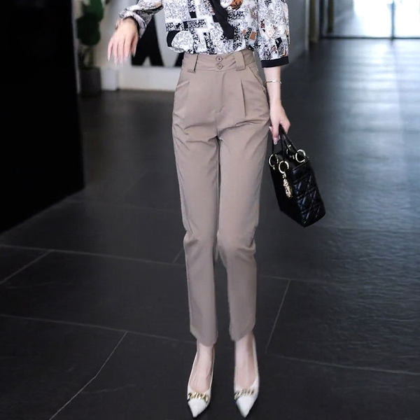 Elegáns női nadrág magas derékkal és zsebbel