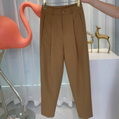 Дамски изчистен панталон с висока талия и джоб