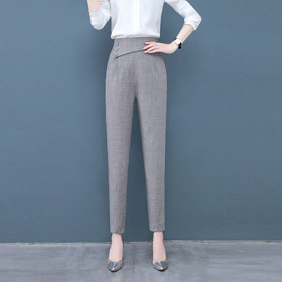 Дамски панталон с висока талия и асиметрично закопчаване