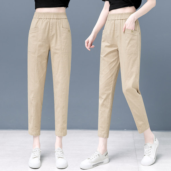 Női nadrág magas derékkal - egyenes tiszta modell