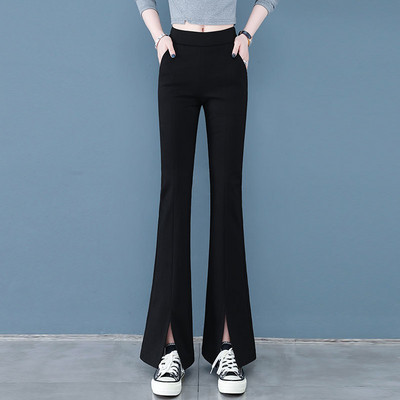 Γυναικείο παντελόνι σε μαύρο χρώμα - ίσιο μοντέλο με τσέπη