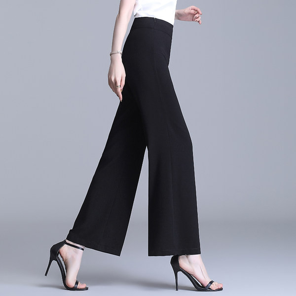 Női, magas derekú, oldalsó cipzáras fekete nadrág