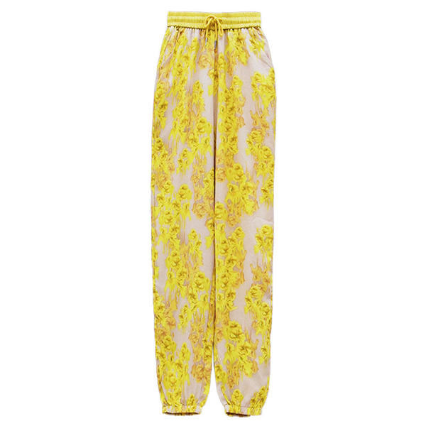 Дамски ежедневни цветни панталони с висока талия и джоб