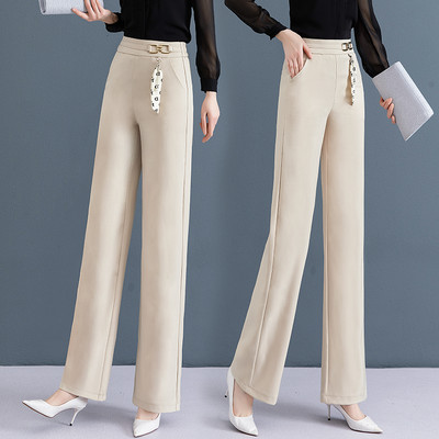 Elegáns női nadrág dekoratív övvel, két színben