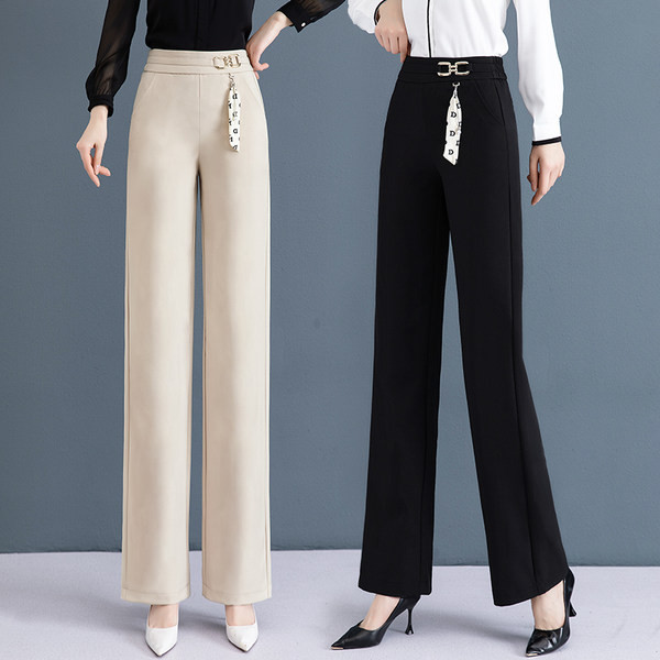 Elegáns női nadrág dekoratív övvel, két színben