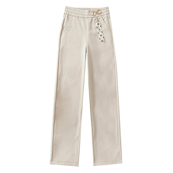 Elegáns női nadrág dekoratív övvel, két színben