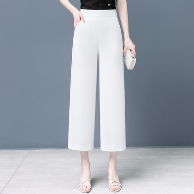 Sieviešu zīda elegantas bikses ar augstu vidukli divās krāsās