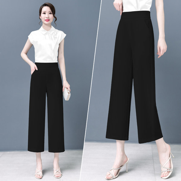 Sieviešu zīda elegantas bikses ar augstu vidukli divās krāsās