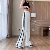 Спортен дамски панталон с висока талия и кант