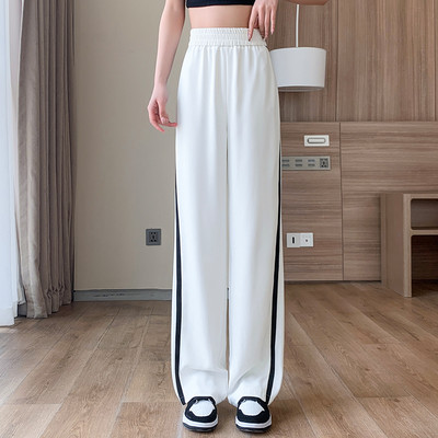 Спортен дамски панталон с висока талия и кант