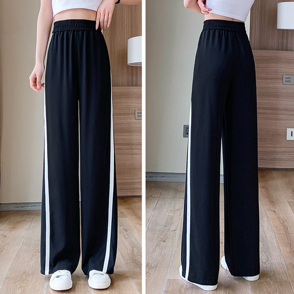 Спортен дамски панталон с висока талия и кант