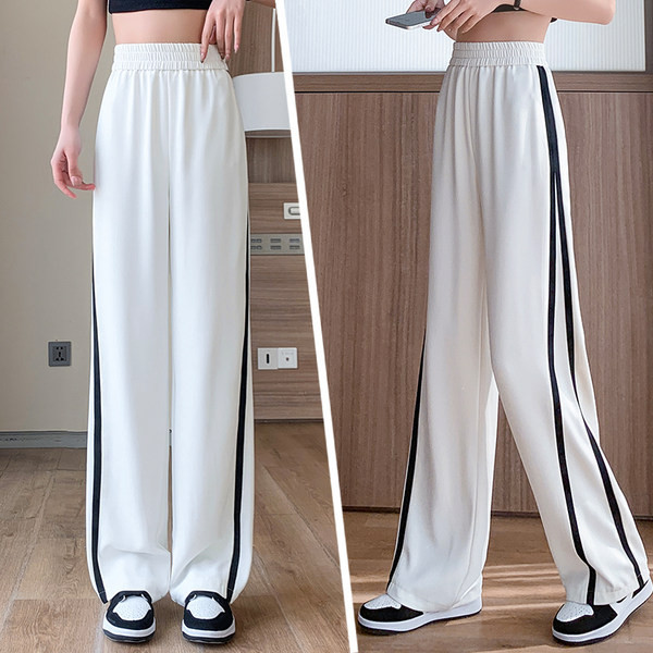 Спортен дамски панталон с висока талия и кант