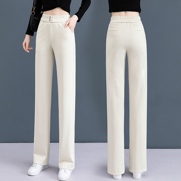 Κομψό γυναικείο παντελόνι με διακοσμητική ζώνη με τσέπη και ψηλή μέση