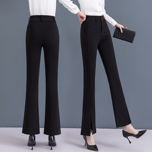 Elegantne elastične hlače s prorezom