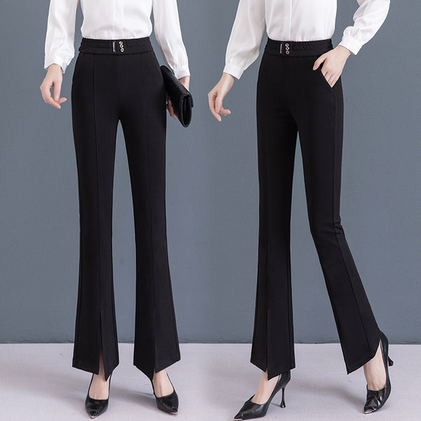 Naiste püksid - kõrge vöökohaga musta värvi