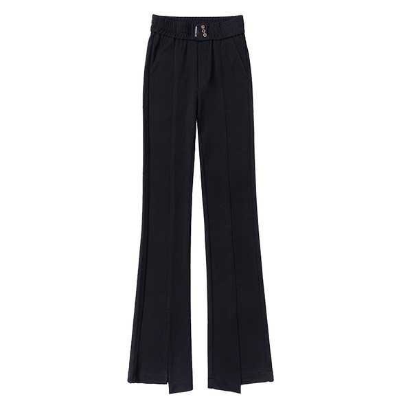 Naiste püksid - kõrge vöökohaga musta värvi