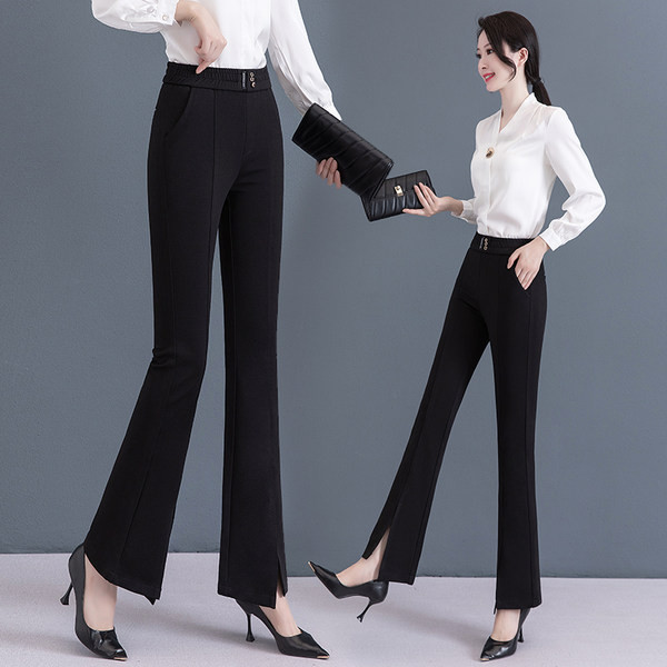 Naiste püksid - kõrge vöökohaga musta värvi