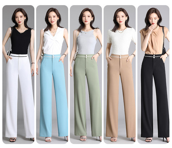 Дамски панталони с висока талия- изчистен свободен модел