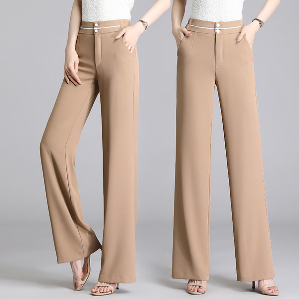 Дамски панталони с висока талия- изчистен свободен модел