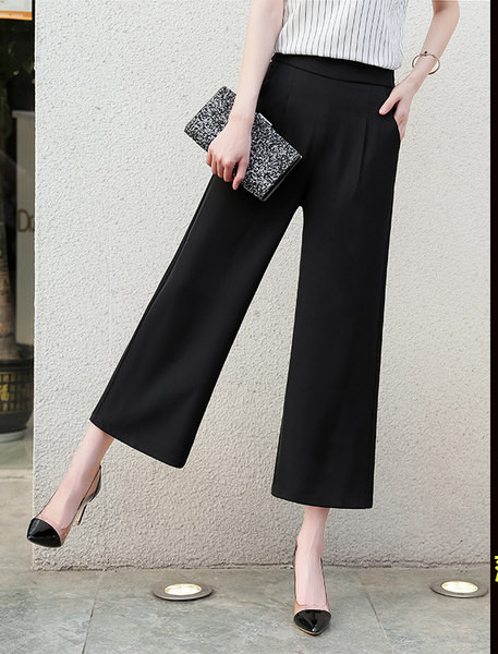 Női nadrág - bő mintás fekete színben