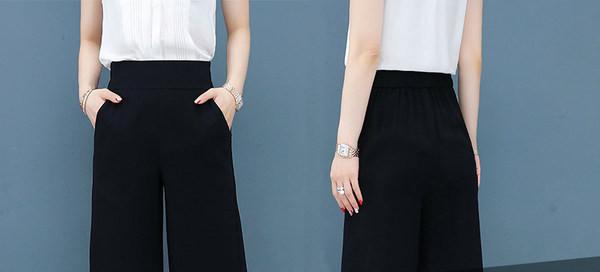 Női nadrág - bő mintás fekete színben