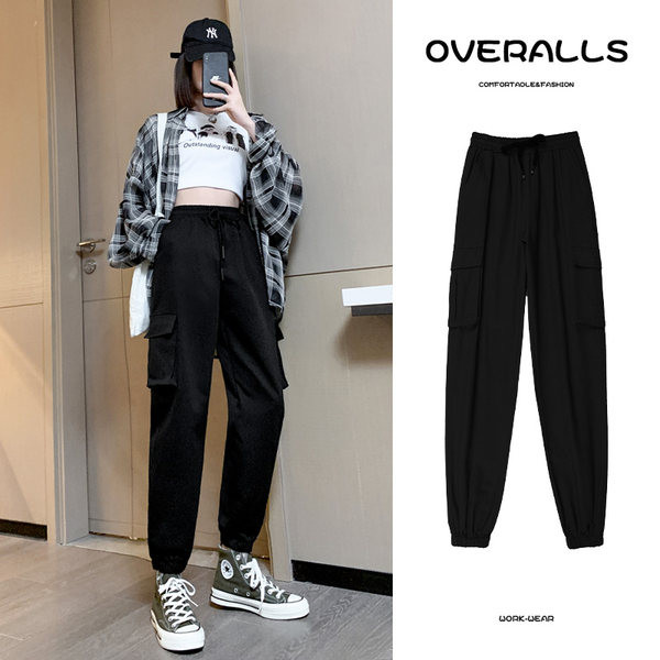 Sieviešu bikses - ar augstu vidukli un kabatu