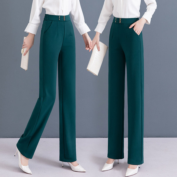 Naiste elegantsed püksid dekoratiivse vöö ja taskuga