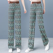 Дамски панталон с висока талия и щампа