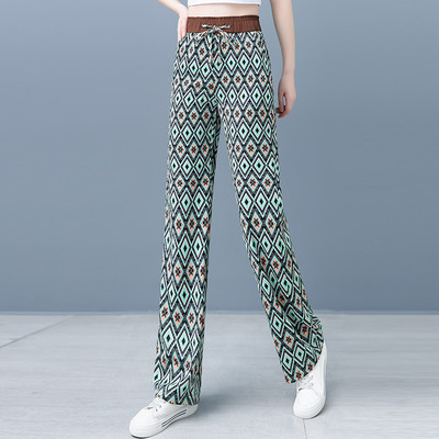 Дамски панталон с висока талия и щампа