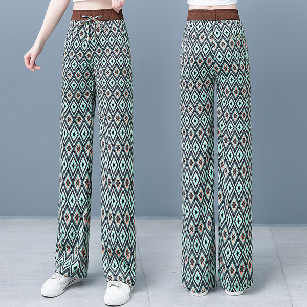 Дамски панталон с висока талия и щампа