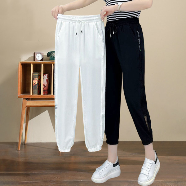 Спортни дамски панталони с джоб и връзки в два цвята 