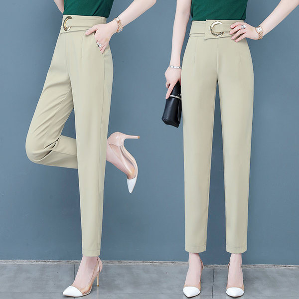 Дамски панталони с висока талия в два цвята 