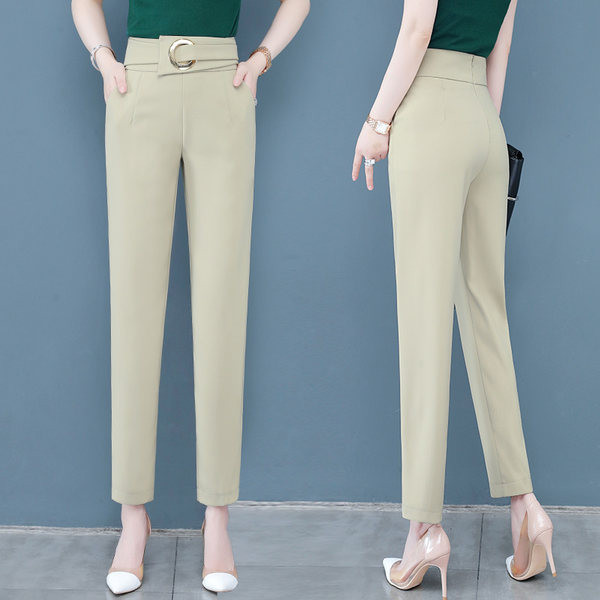 Дамски панталони с висока талия в два цвята 