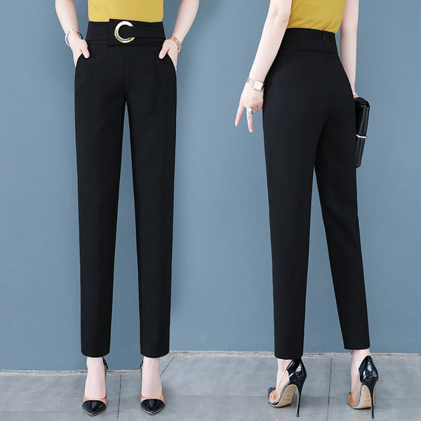 Дамски панталони с висока талия в два цвята 