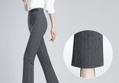 Κομψό γυναικείο παντελόνι με ψηλή μέση και διακοσμητική ζώνη σε δύο χρώματα