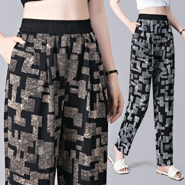 Mitmevärvilised naiste elastsed pikad püksid