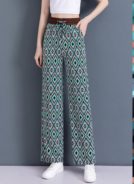 Ženske ležerne hlače s ukrasnim printom s džepom