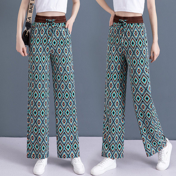 Ženske ležerne hlače s ukrasnim printom s džepom