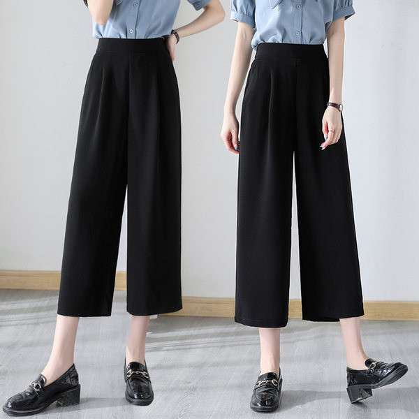 Ежедневни дамски панталони с джоб -широк модел