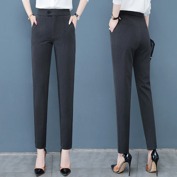 Дамски елегантен панталон с висока талия прав модел