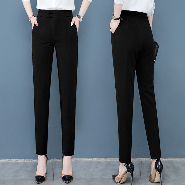 Дамски елегантен панталон с висока талия прав модел