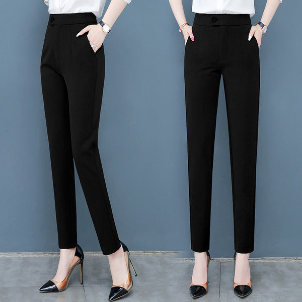 Дамски елегантен панталон с висока талия прав модел