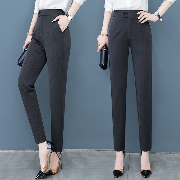 Дамски елегантен панталон с висока талия прав модел