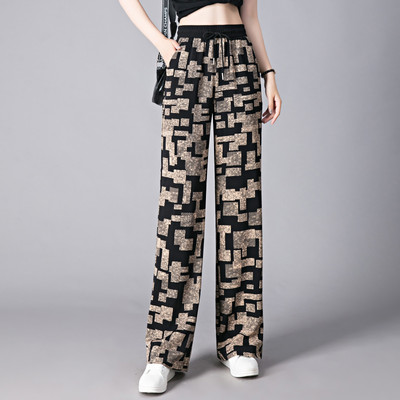 Női széles szárú nadrág gumírozott derékkal és zsebbel