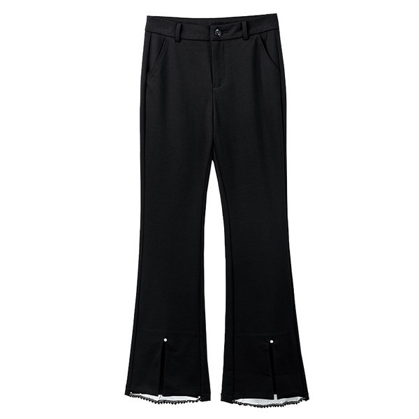 Naiste elegantsed puhta disaini ja dekoratiivpärlitega püksid